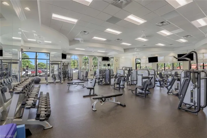 Exercise room with a drop ceiling