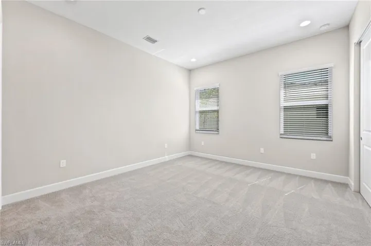 Bedroom 3 in the front left of the home. This room is closest to the bonus room and has a bathroom nearby