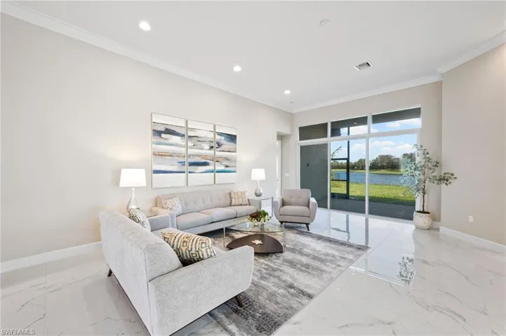 Living room with crown molding