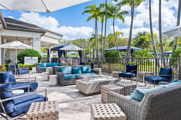 View of patio / terrace with an outdoor hangout area complete with firepits