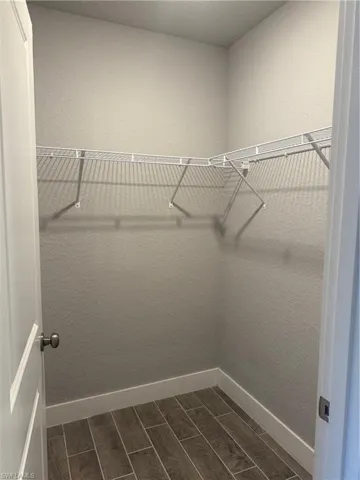 Spacious closet featuring dark hardwood / wood-style flooring