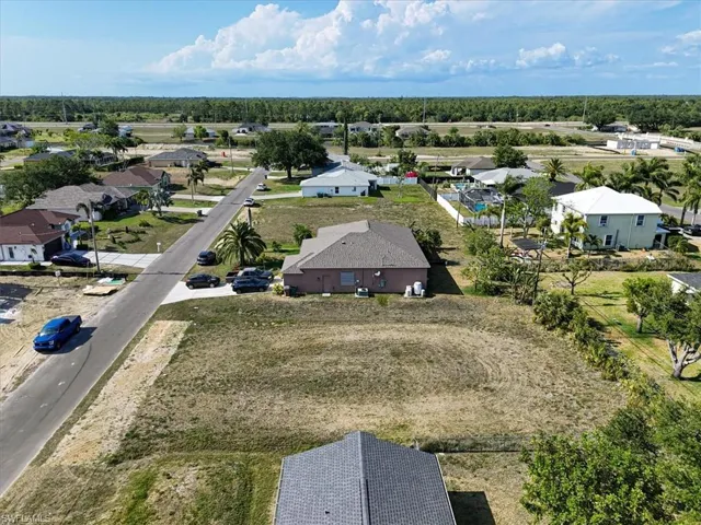 Aerial perspective of suburban area
