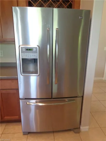 View of the side-by-side door stainless steel refrigerator