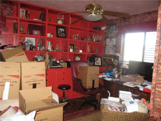 Home office with a ceiling fan