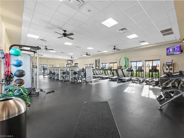 Workout area with a drop ceiling