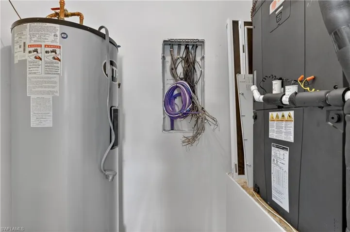 Utilities with gas water heater and heating unit