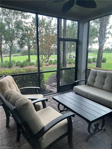 lanai with view of golf course