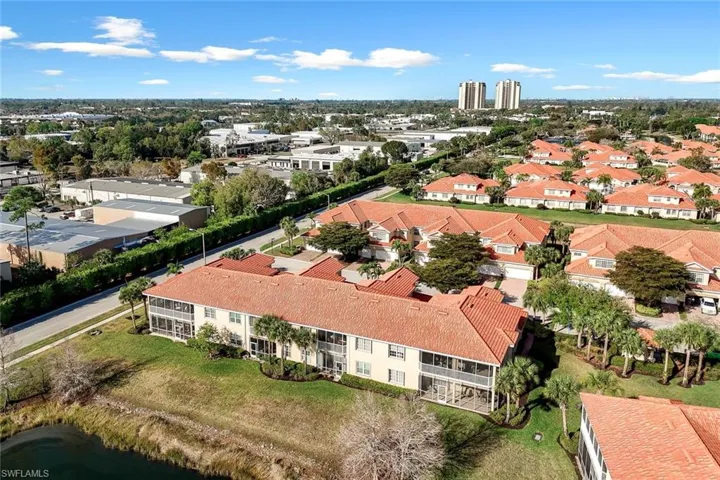 Bird's eye view of a nearby body of water