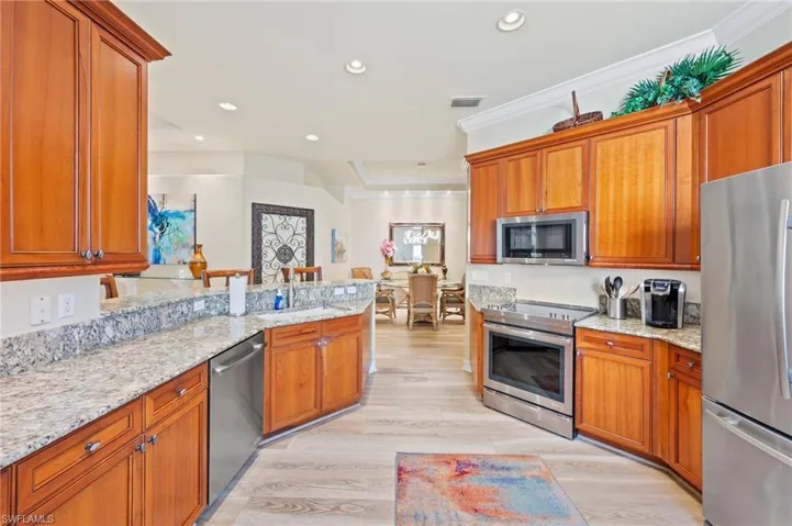 Kitchen appliances with stainless steel finishes