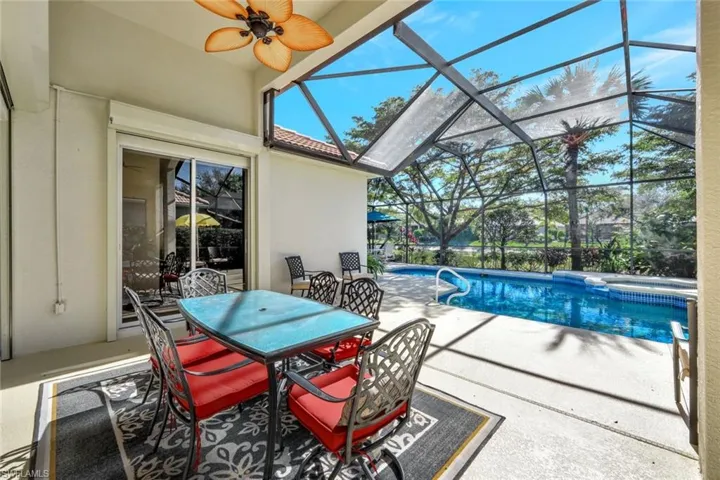 Covered Dining Area with Ceiling Fan & Hurricane Shutters