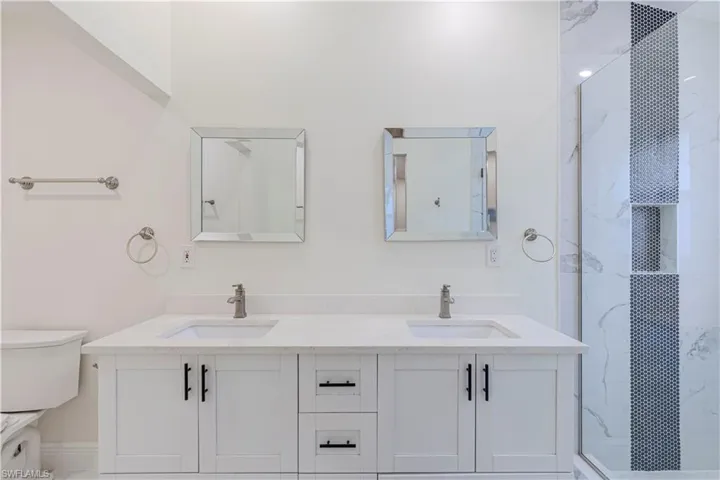 Master Bath with dual quartz vanity sinks