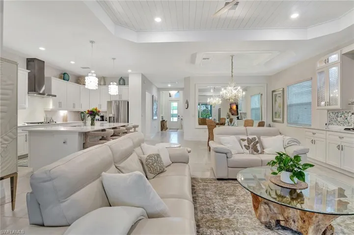 Living Room with Full Length Custom Mirror and Trim