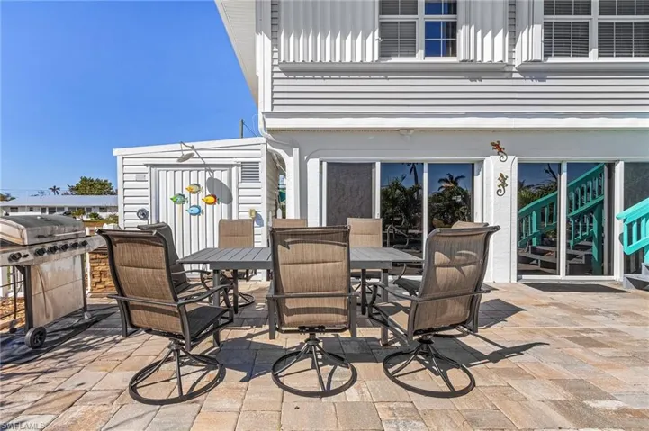 View of patio with area for grilling