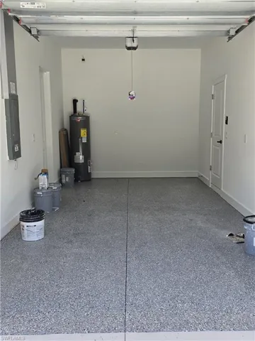 Spacious garage with an epoxy-coated concrete floor