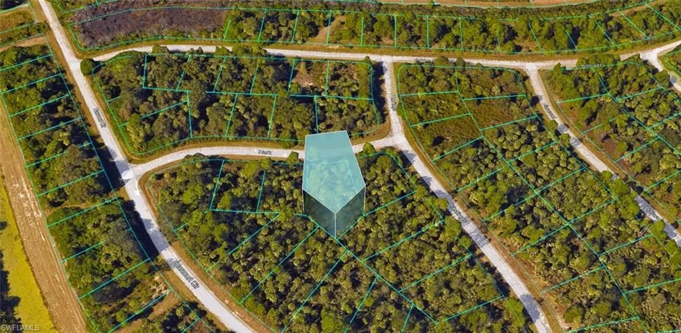 Aerial overview of property's location featuring property parcel outlined