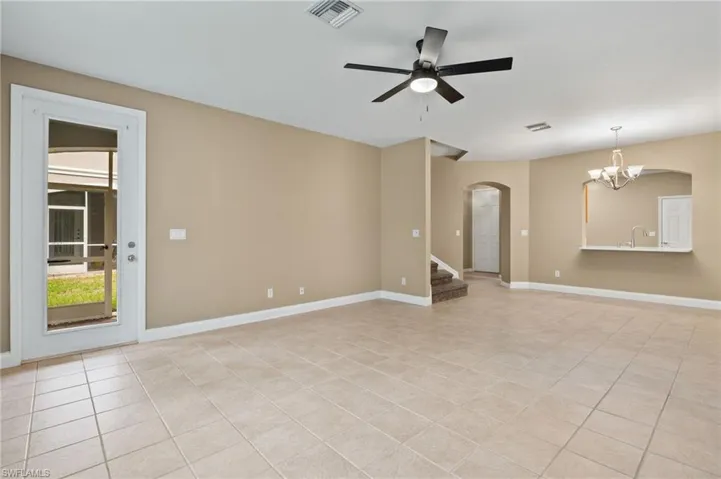 open concept with outdoor screen room access.
