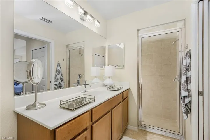 Master bath en-suite with large stall shower.