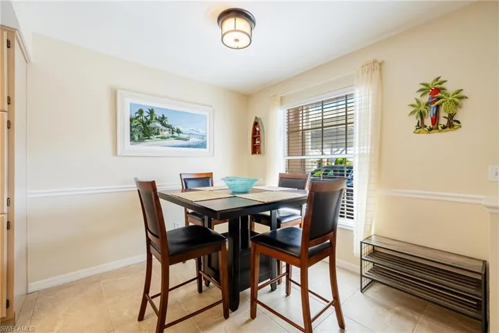 View of tiled dining space