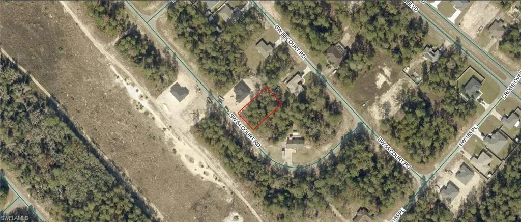 Aerial Map. Displaying the property's boundaries and surrounding geographical features
