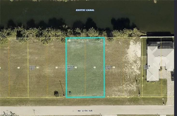Aerial view of property's location with property parcel outlined