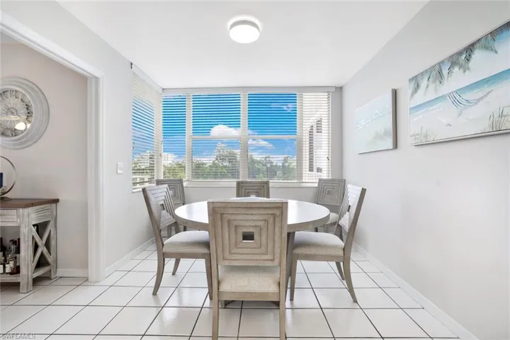 View of tiled dining space