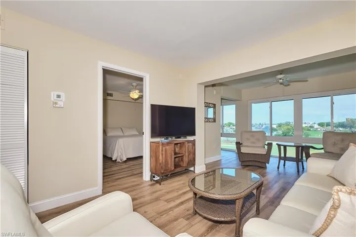 The great room offers very nice golf course views.