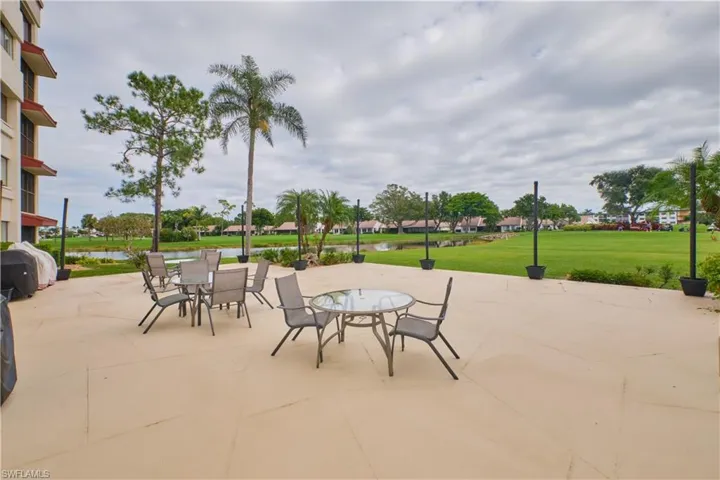 The patio for this building offers a beautiful spot for congregating.