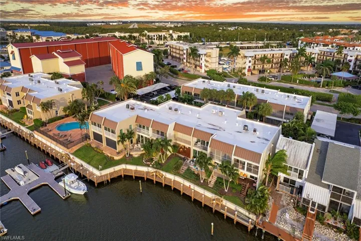 Aerial view at dusk of a water view