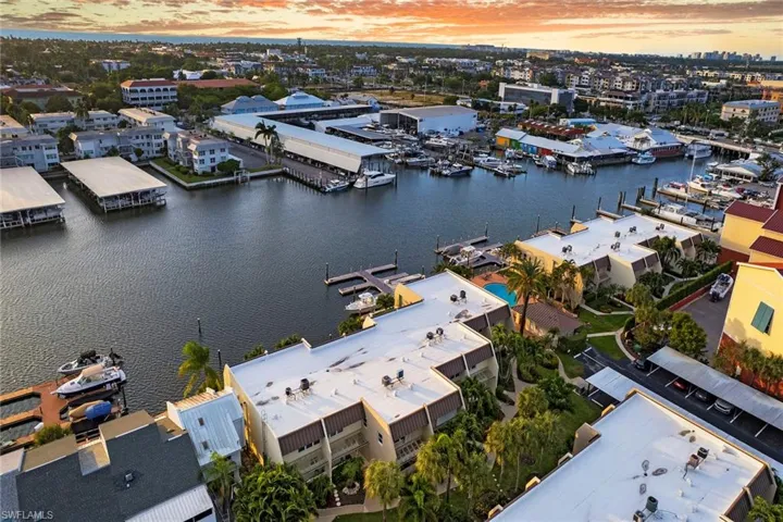 Aerial view at dusk of a water view