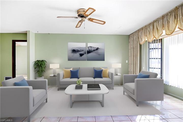 Enter into a light open living room!