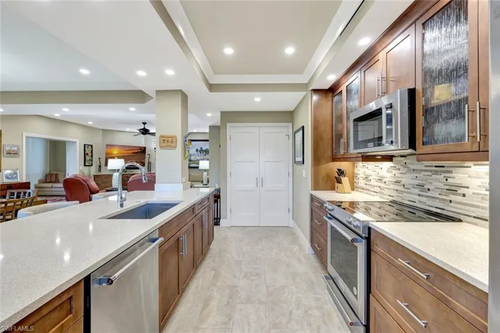 Open kitchen with a full sized pantry