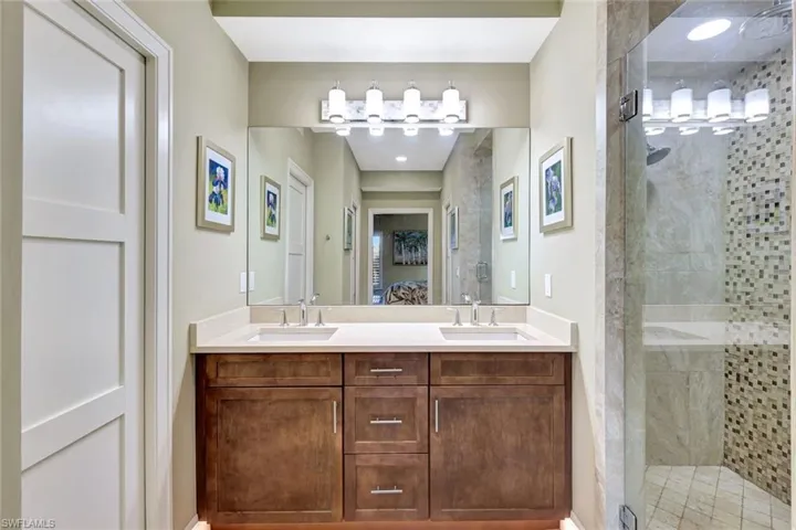 Double sink and upscale shower