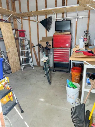 Large Storage area with tool bench and shelves