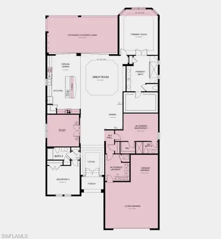 Structural options added include: gourmet kitchen, study with double doors, tandem garage, covered extended lanai with an outdoor kitchen rough-in, tray ceiling with crown molding in the primary suite, pool pre-wire, and bay window in the primary suite.