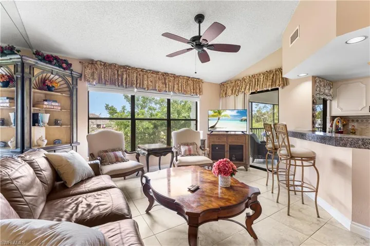 Lovely living area has wonderful views!
