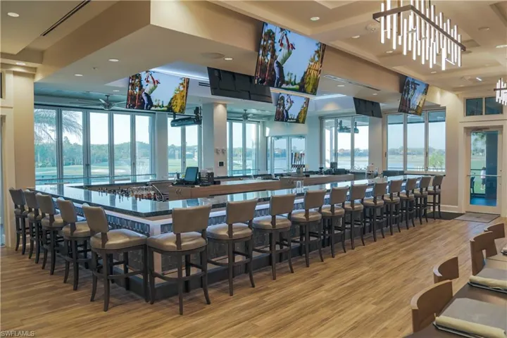 Beautiful remodeled Clubhouse features a large full service bar and restaurant with gorgeous golf course and fountain views.
