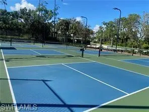 Newly resurfaced pickle ball courts are fully lit.