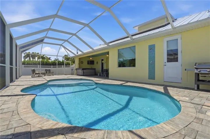 A generously sized heated saltwater pool, perfect for year-round enjoyment.