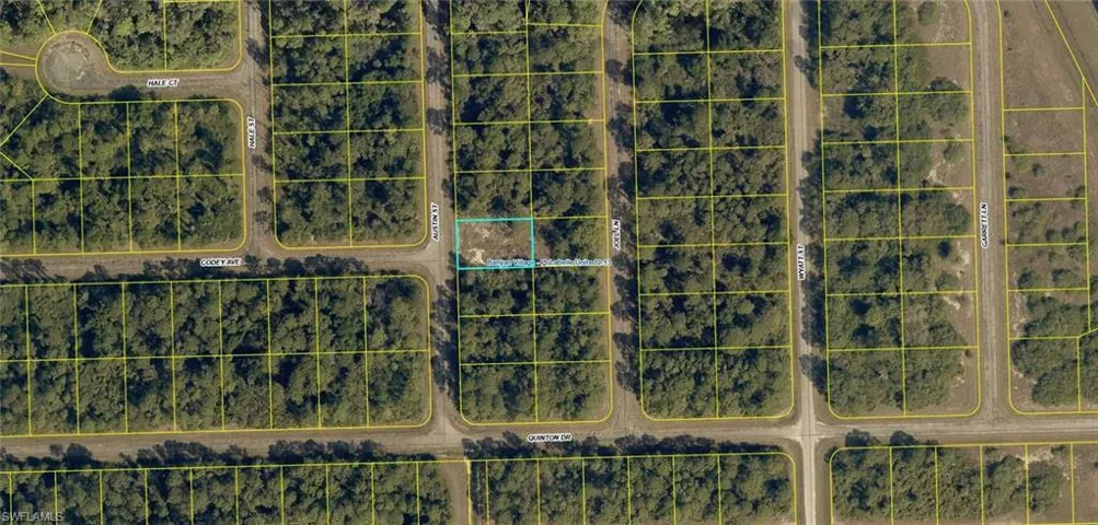 Aerial view of property's location with property boundaries highlighted