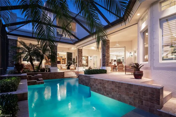 Swimming pool with a patio