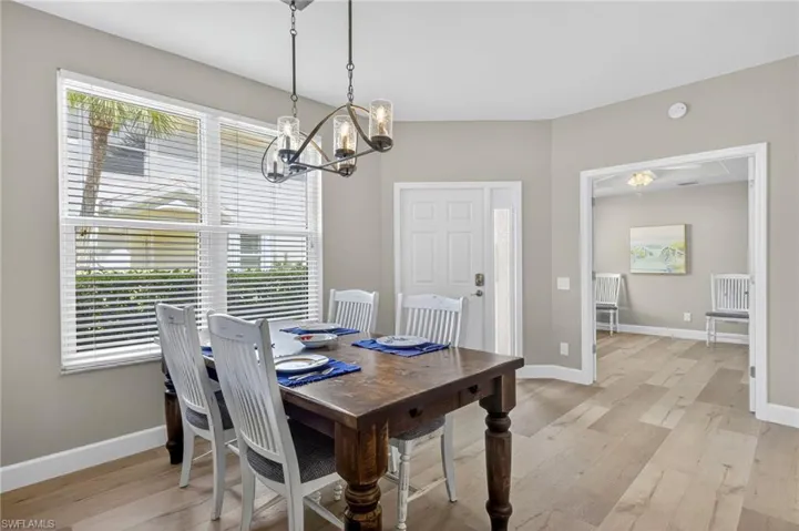 Dining table adorned with new lighting