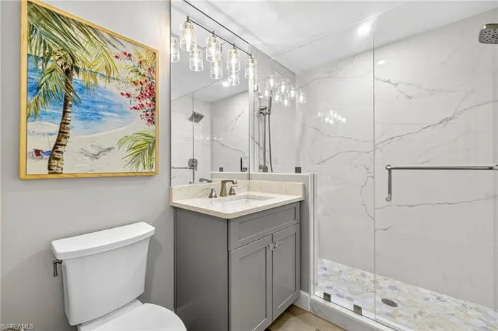 Your guests will be impressed... pristine and sparkling guest bath