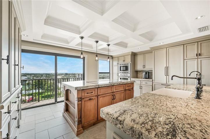 The coffer ceiling adds height and elegance