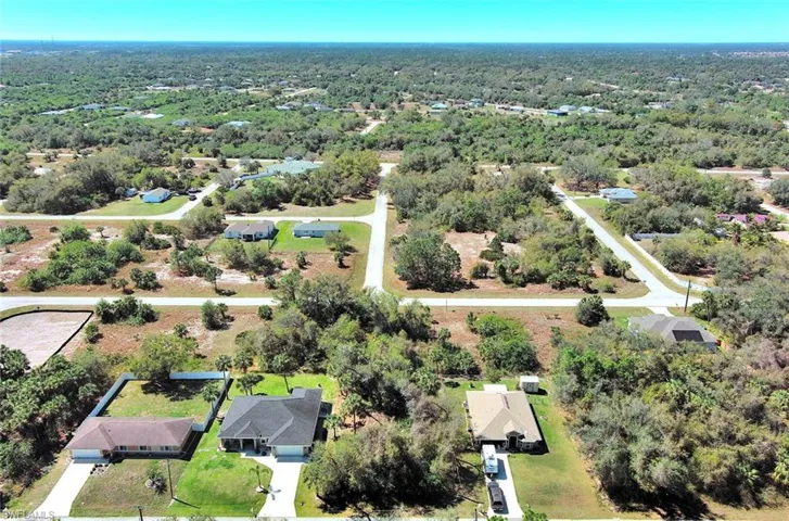 Aerial perspective of suburban area
