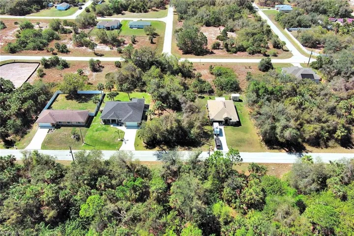 Aerial perspective of suburban area