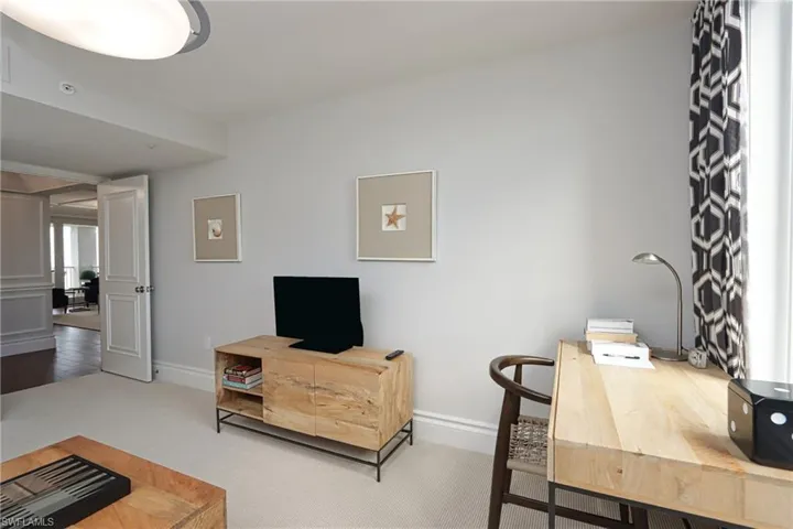 Office area featuring carpet floors