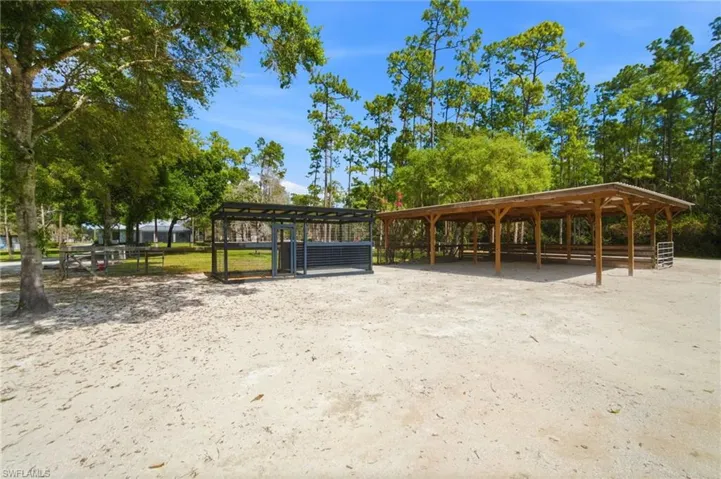 View of pole barn and chicken coop