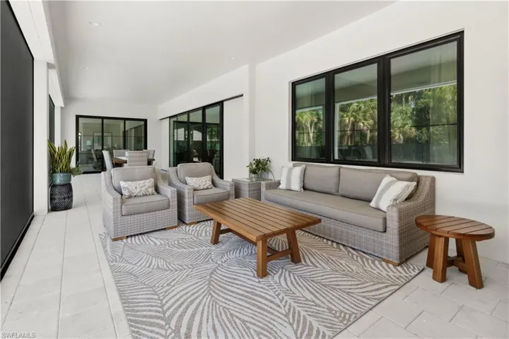 Living room featuring light tile patterned flooring