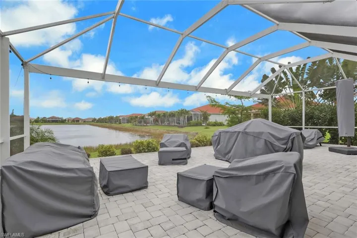 View of optional patio furniture with covers installed