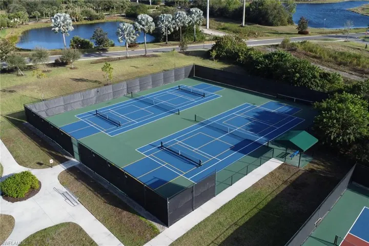 View of tennis courts